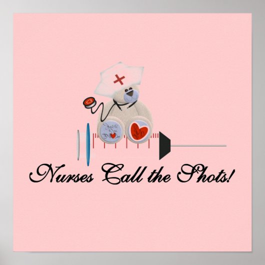 テディー・ベアのナースは打撃のTシャツおよびギフトを呼びます ポスター (正面)