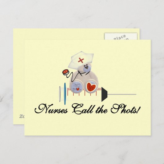 テディー・ベアのナースは打撃のTシャツおよびギフトを呼びます ポストカード (正面/裏面)