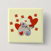 テディー・ベアのナース愛Tシャツおよびギフト 缶バッジ (正面)