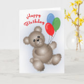 テディー・ベアのバースデー・カード カード (黄色い花)