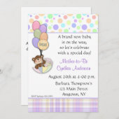 テディー・ベアのパステル調のベビーシャワーの招待状 招待状 (正面/裏面)