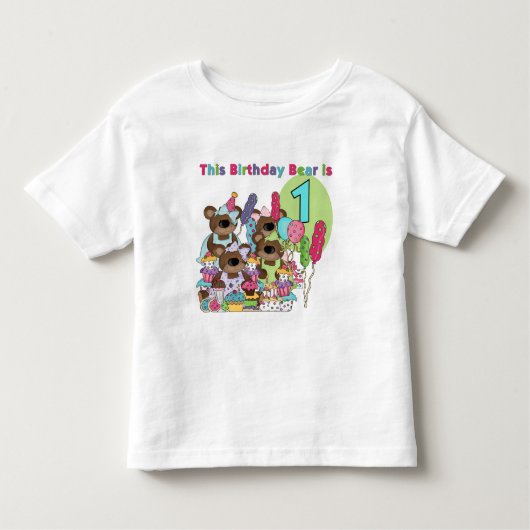 テディー・ベアのパーティーの第1誕生日のTシャツおよびギフト トドラーTシャツ (正面)