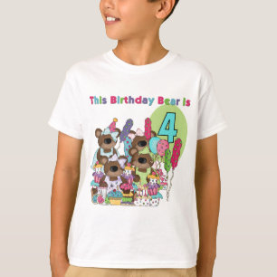 テディー・ベアのパーティーの第4誕生日のTシャツおよびギフト Tシャツ
