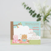 テディー・ベアのピクニック子供の誕生日のパーティの招待状 招待状 (スタンド正面)