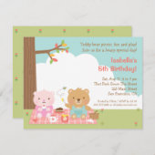 テディー・ベアのピクニック子供の誕生日のパーティの招待状 招待状 (正面/裏面)