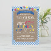 テディー・ベアのピクニック誕生日のパーティの招待状 招待状 (スタンド正面)