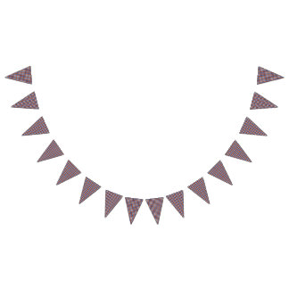 テディー・ベアのピクニック誕生日の青及び赤いギンガム バンティングフラッグ