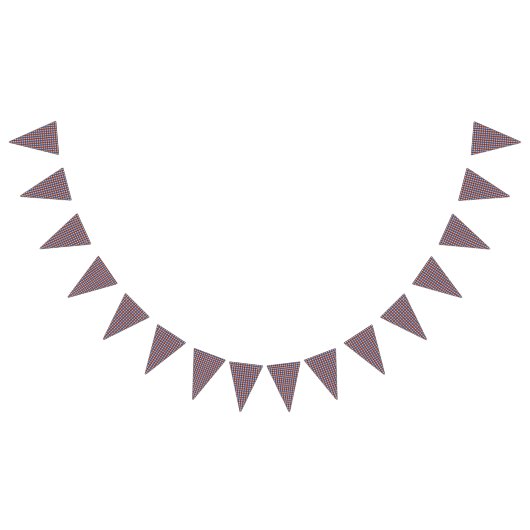 テディー・ベアのピクニック誕生日の青及び赤いギンガム バンティングフラッグ (全)