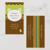 テディー・ベアのベビーシャワーのパーティーのプランナー 名刺 (正面/裏面)