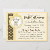 テディー・ベアのベビーシャワーの黄色 招待状 (裏面)