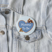 テディー・ベアのベビーシャワーボタンがあるお母さん 缶バッジ (インサイチュ)