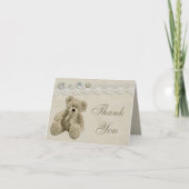 テディー・ベアのヴィンテージのレースは感謝していしています サンキューカード (正面)
