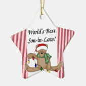 テディー・ベアの世界で最も最高のな義理の息子のオーナメント セラミックオーナメント (左)