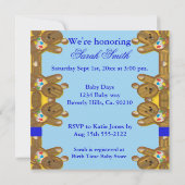 テディー・ベアの傘の男の子のベビーシャワー 招待状 (裏面)