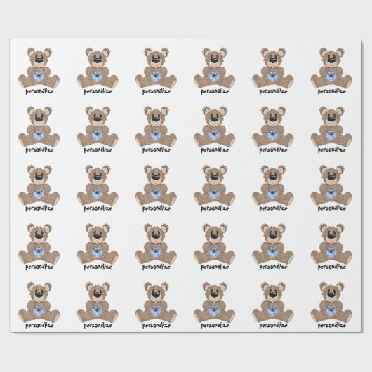 テディー・ベアの包装紙を個人化して下さい ラッピングペーパー (フラット)