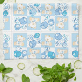 テディー・ベアの点検されたパターン キッチンタオル (折り畳み)