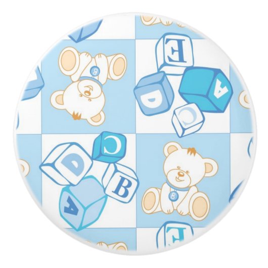 テディー・ベアの点検されたパターン セラミックノブ (正面)