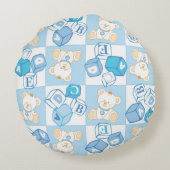 テディー・ベアの点検されたパターン ラウンドクッション (裏面)