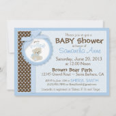 テディー・ベアの男の赤ちゃんのベビーシャワーの青 招待状 (裏面)