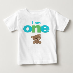 テディー・ベアの第1誕生日のTシャツの幼児のベビーの子供 ベビーTシャツ
