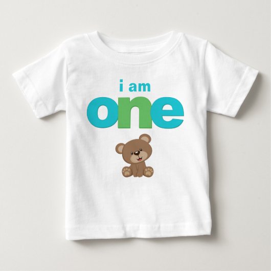 テディー・ベアの第1誕生日のTシャツの幼児のベビーの子供 ベビーTシャツ (正面)