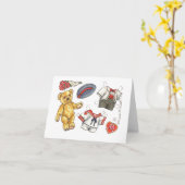 テディー・ベアの紙の人形のブランクのメッセージカード カード (黄色い花)