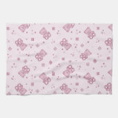 テディー・ベアの背景のピンク キッチンタオル (横)