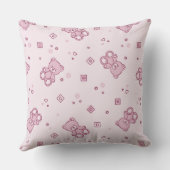 テディー・ベアの背景のピンク クッション (裏面)