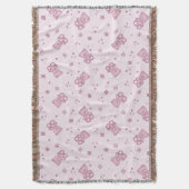 テディー・ベアの背景のピンク スローブランケット (正面縦)