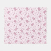 テディー・ベアの背景のピンク フリースブランケット (正面(横))