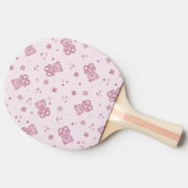 テディー・ベアの背景のピンク 卓球ラケット (横)