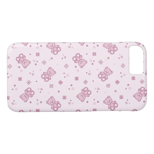 テディー・ベアの背景のピンク Case-Mate iPhoneケース (裏面(横))