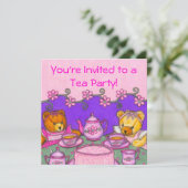 テディー・ベアの茶パーティの招待状カード 招待状 (スタンド正面)