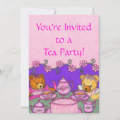 テディー・ベアの茶パーティの招待状カード 招待状 (正面)