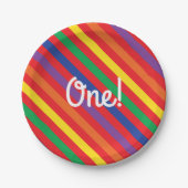 テディー・ベアの虹のかわいい第1誕生会 ペーパープレート (正面)