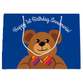 テディー・ベアの虹のかわいい第1誕生会 ラージペーパーバッグ (正面)