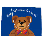 テディー・ベアの虹のかわいい第1誕生会 ラージペーパーバッグ (裏面)