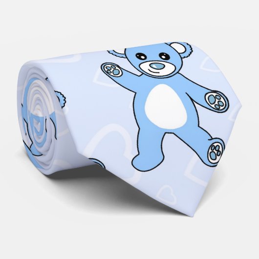 テディー・ベアの青 ネクタイ (ロール)