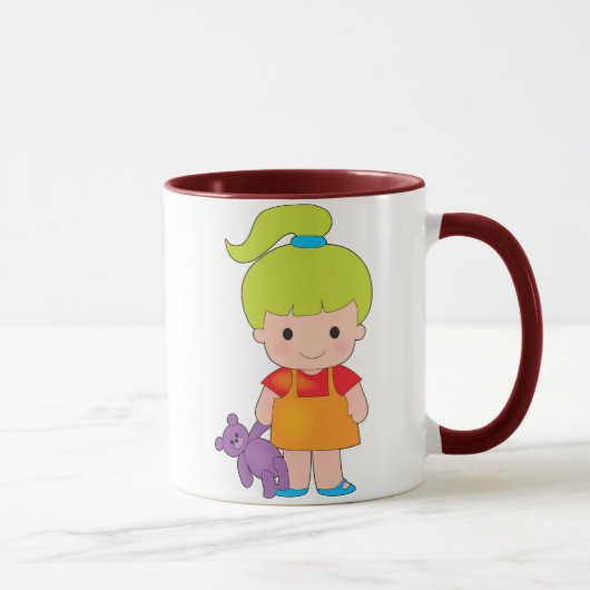 テディー・ベアを持つ小さな女の子 マグカップ (右)