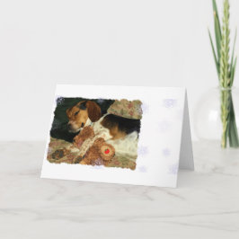 テディー・ベアを持つ甘美な夢の眠く詮策好きなビーグル犬 カード