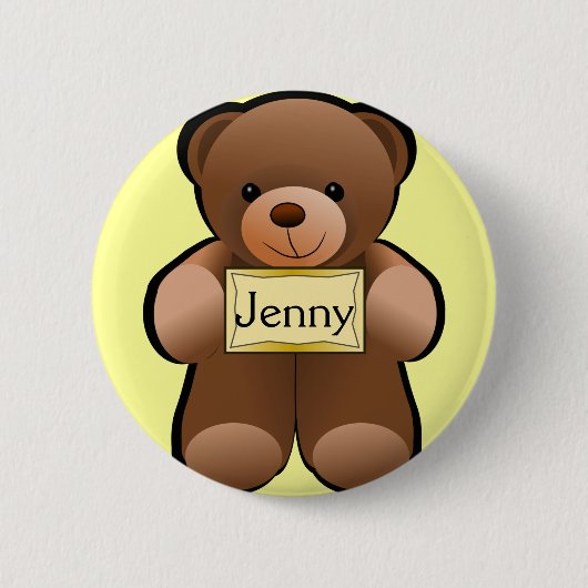 テディー・ベアパーソナライズなボタンPin 缶バッジ (正面)