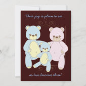 テディー・ベア家族はベビーシャワーをつなぎます 招待状 (裏面)