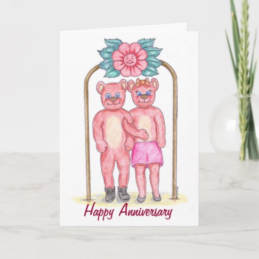 テディー・ベア幸せな記念日カード カード (正面)