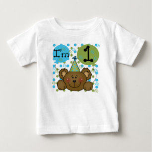 テディー・ベア私は1つの最初誕生日です ベビーTシャツ