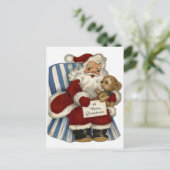 "テディー・ベア"のクリスマスのレトロのサンタ シーズンポストカード (スタンド正面)