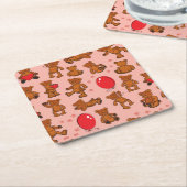 テディー・ベア、ハートとの質 スクエアペーパーコースター (アングル)