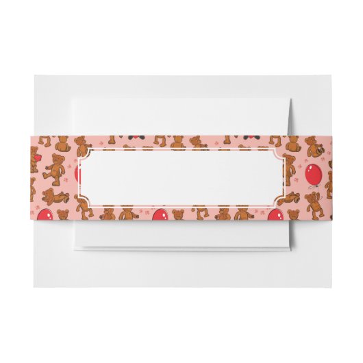 テディー・ベア、ハートとの質 招待状ベリーバンド (正面例)