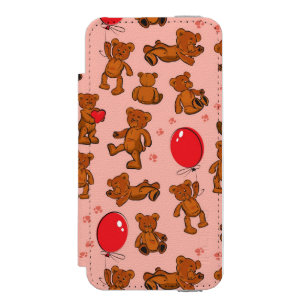 テディー・ベア、ハートとの質 iPhone SE/5/5sウォレットケース