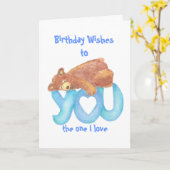 テディー・ベアI愛ハート カード (黄色い花)