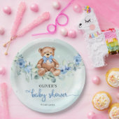 テディ人気があるベアほこりっぽい青フローラユーカリ ペーパープレート (パーティー)